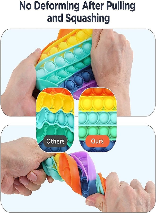 VikriDA Rainbow Fidget Popping Sounds Toy, BPA Free Silicone, Sensory Toy for Kids - Pack of 4 (Heart, Circle, Octagon and Square) - Image 2